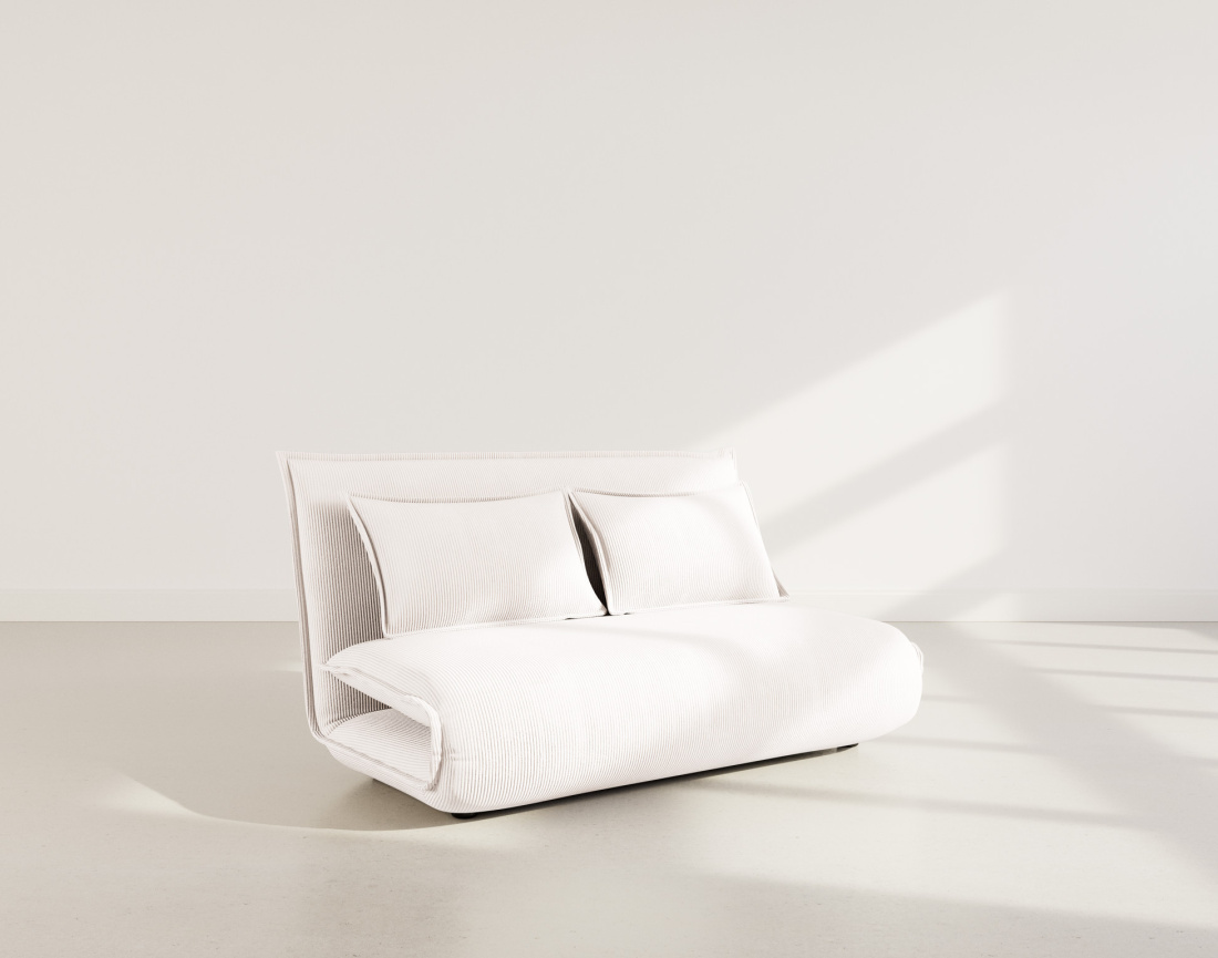 Banquette 2 places convertible clic-clac en velours côtelé Candice