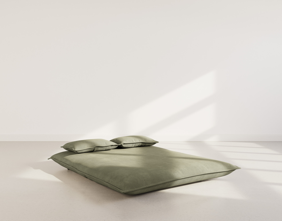 Banquette 2 places convertible clic-clac en velours côtelé Candice