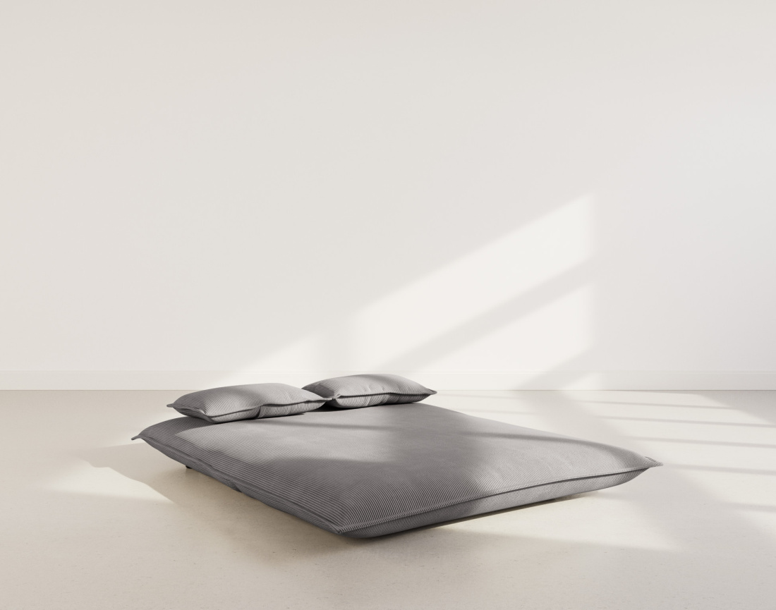 Banquette 2 places convertible clic-clac en velours côtelé Candice