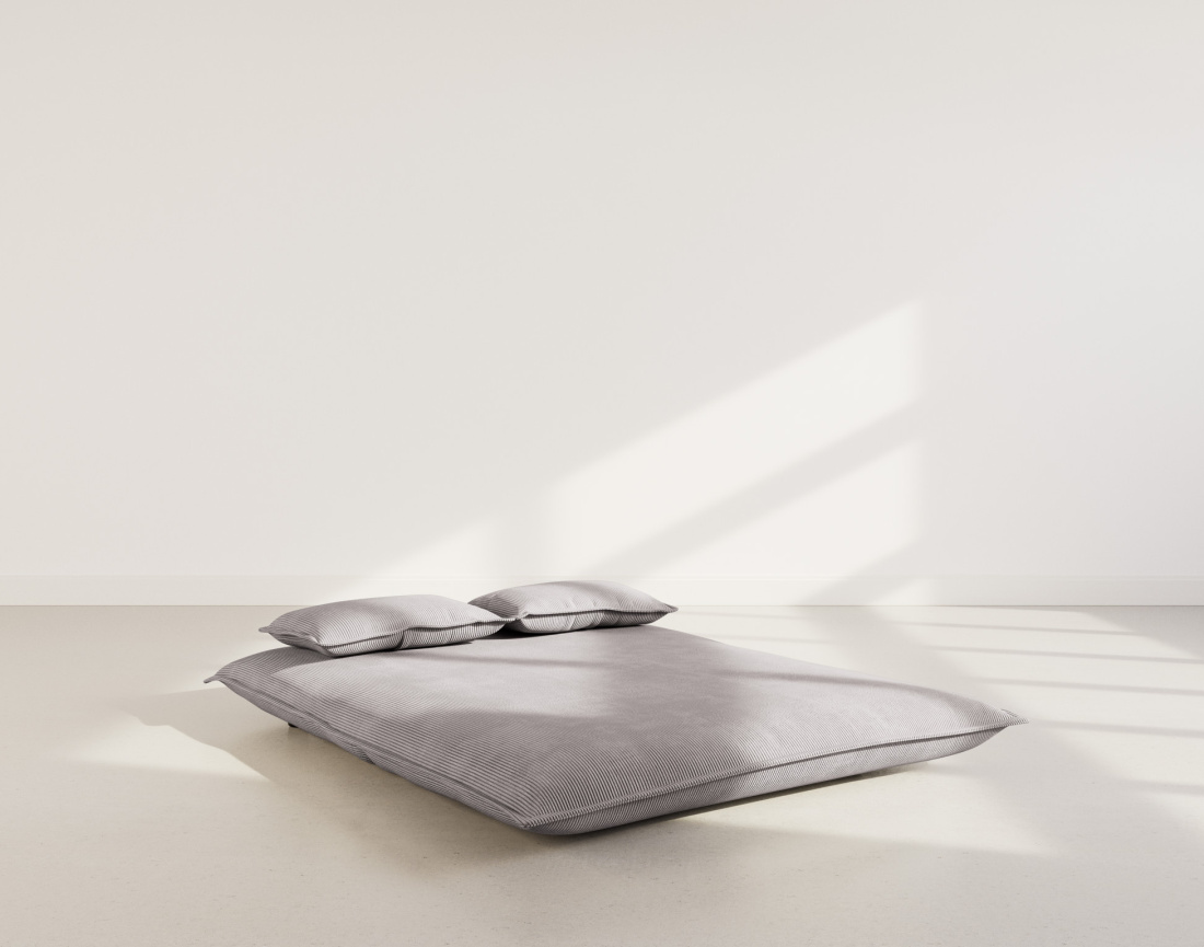 Banquette 2 places convertible clic-clac en velours côtelé Candice