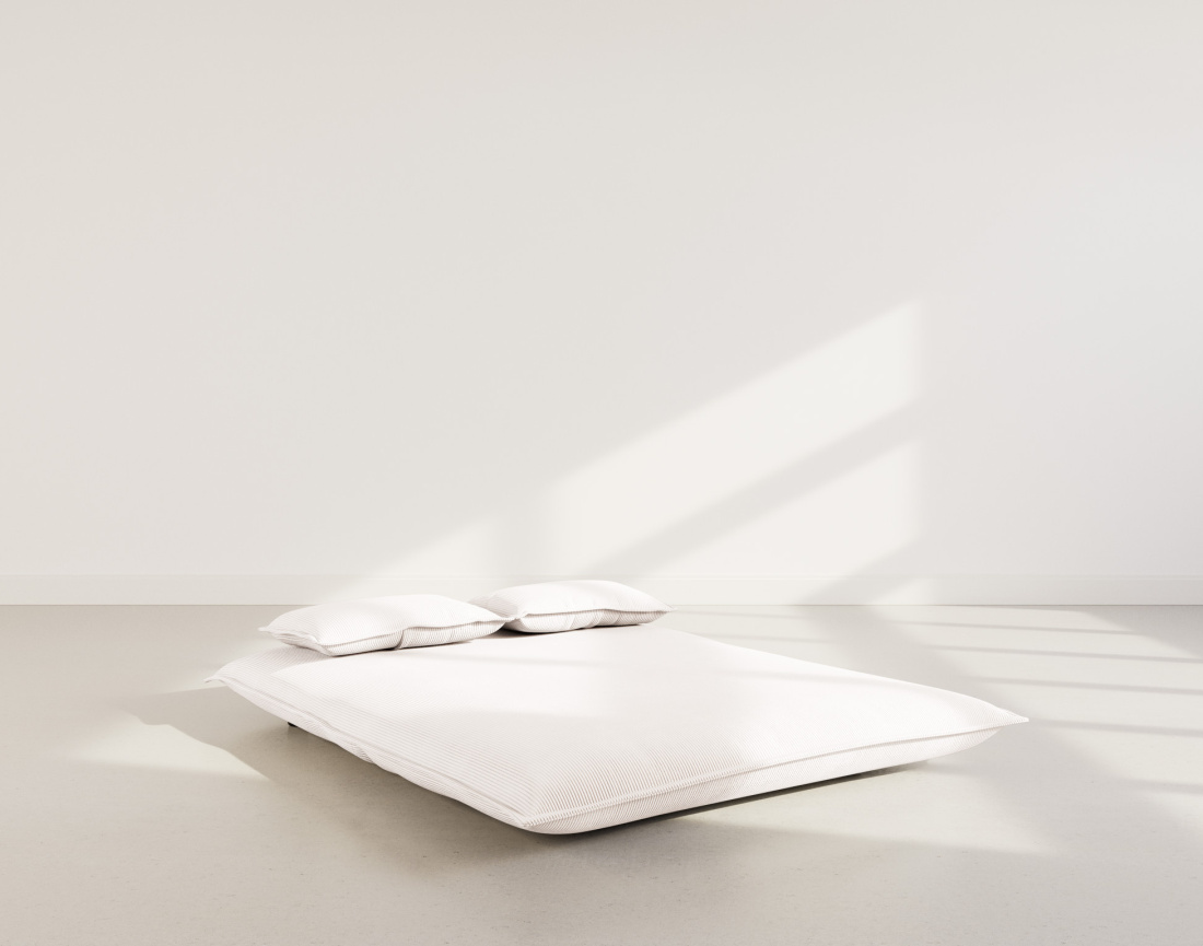 Banquette 2 places convertible clic-clac en velours côtelé Candice