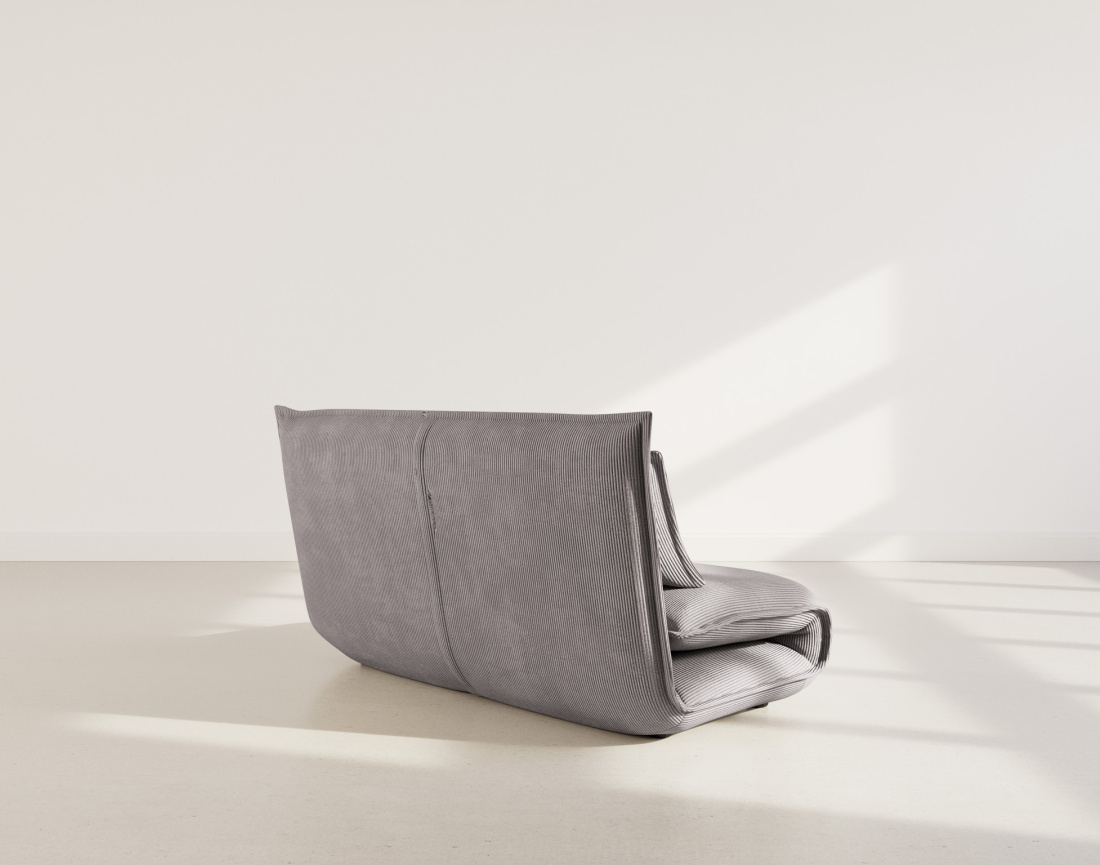 Banquette 2 places convertible clic-clac en velours côtelé Candice