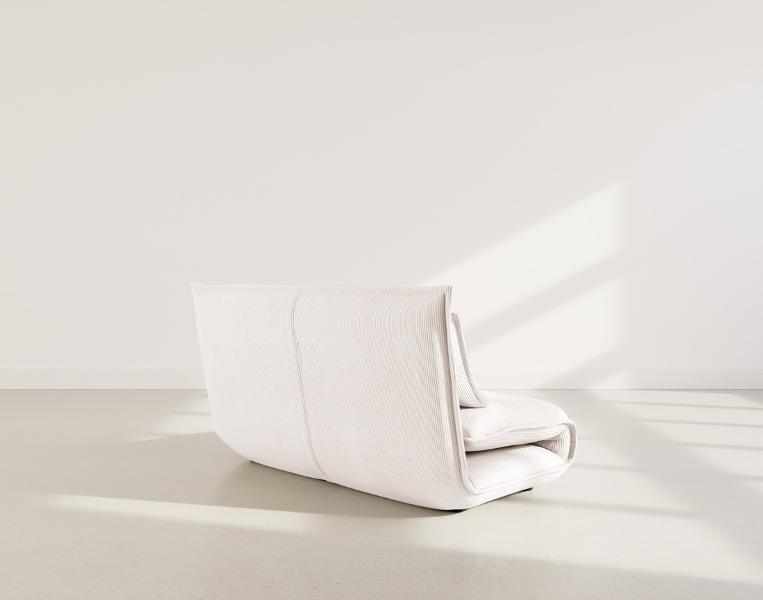 Banquette 2 places convertible clic-clac en velours côtelé Candice