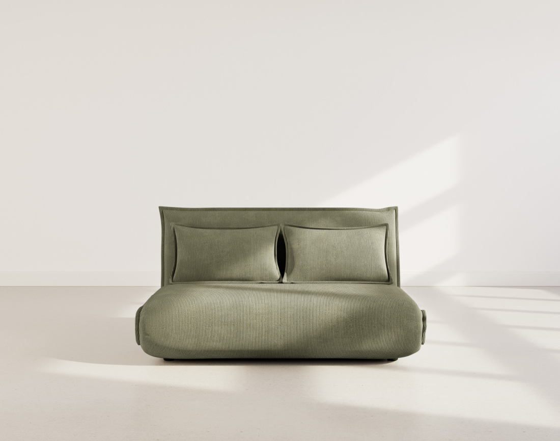 Banquette 2 places convertible clic-clac en velours côtelé Candice