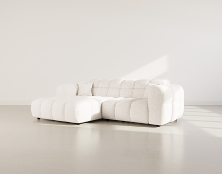 Canapé d'angle gauche 4 places en tissu texturé Mini Ray