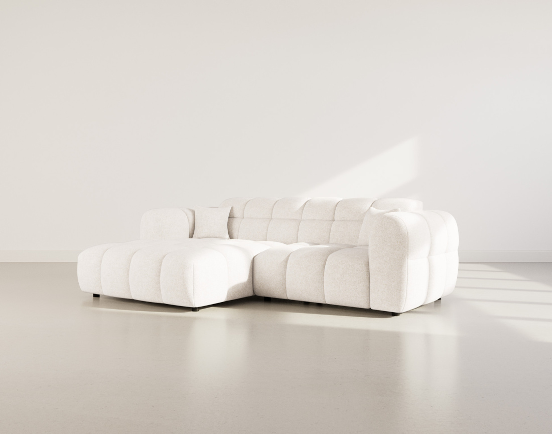 Canapé d'angle gauche 4 places en tissu texturé Mini Ray