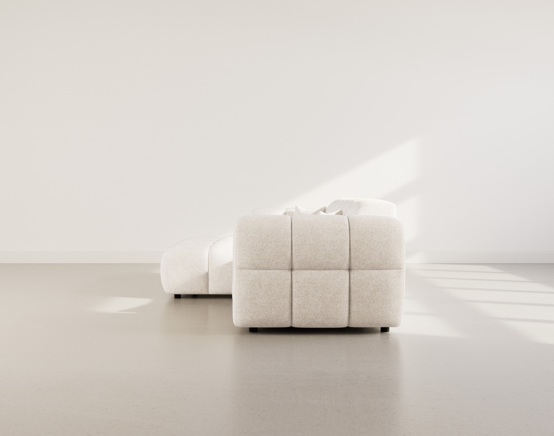 Canapé d'angle gauche 4 places en tissu texturé Mini Ray