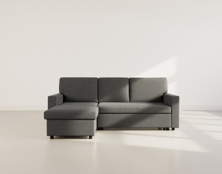 Canapé d’angle 4 places en tissu convertible avec coffre Meiya