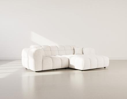 Canapé d'angle droit 4 places en tissu texturé Mini Ray