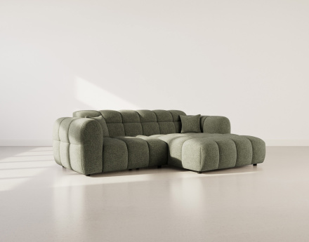 Canapé d'angle droit 4 places en tissu texturé Mini Ray