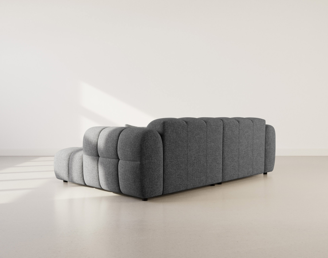 Canapé d'angle droit 4 places en tissu texturé Mini Ray