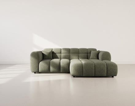 Canapé d'angle droit 4 places en tissu texturé Mini Ray
