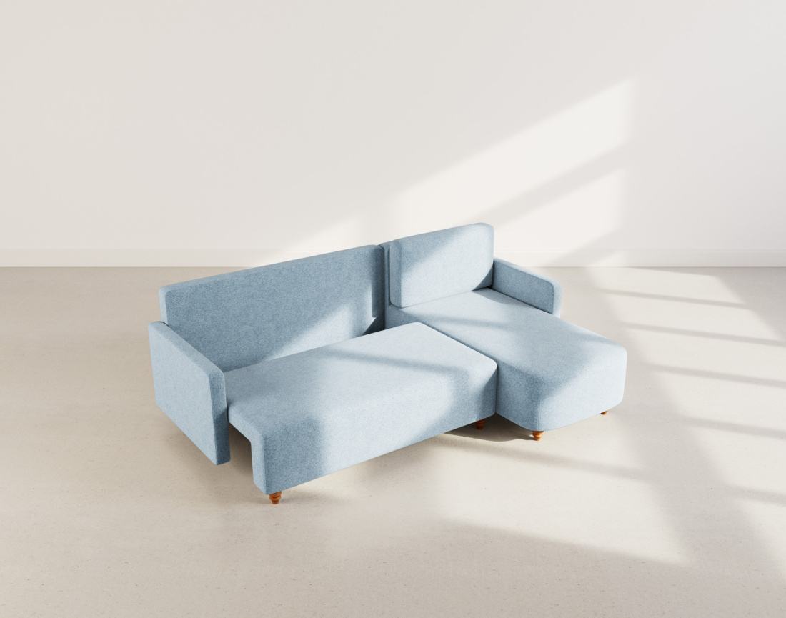 Canapé d'angle réversible 4 places convertible avec coffre en velours texturé Calypso