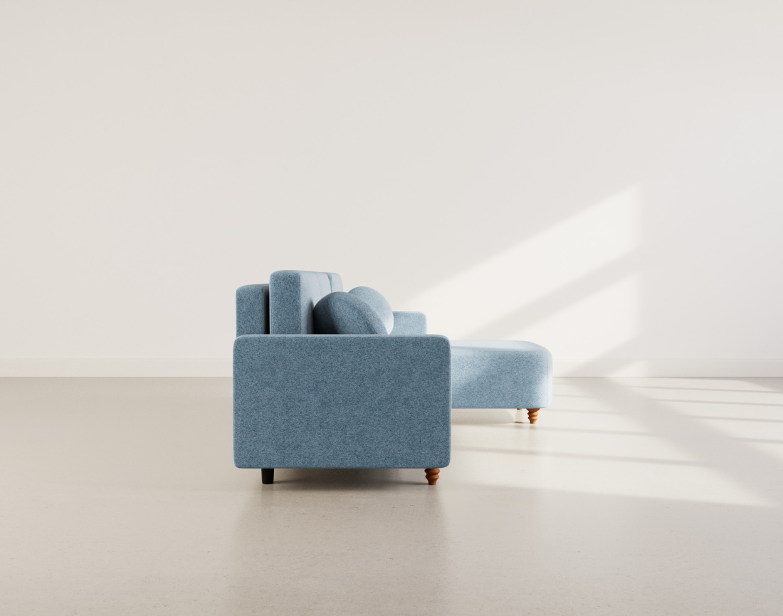 Canapé d'angle réversible 4 places convertible avec coffre en velours texturé Calypso