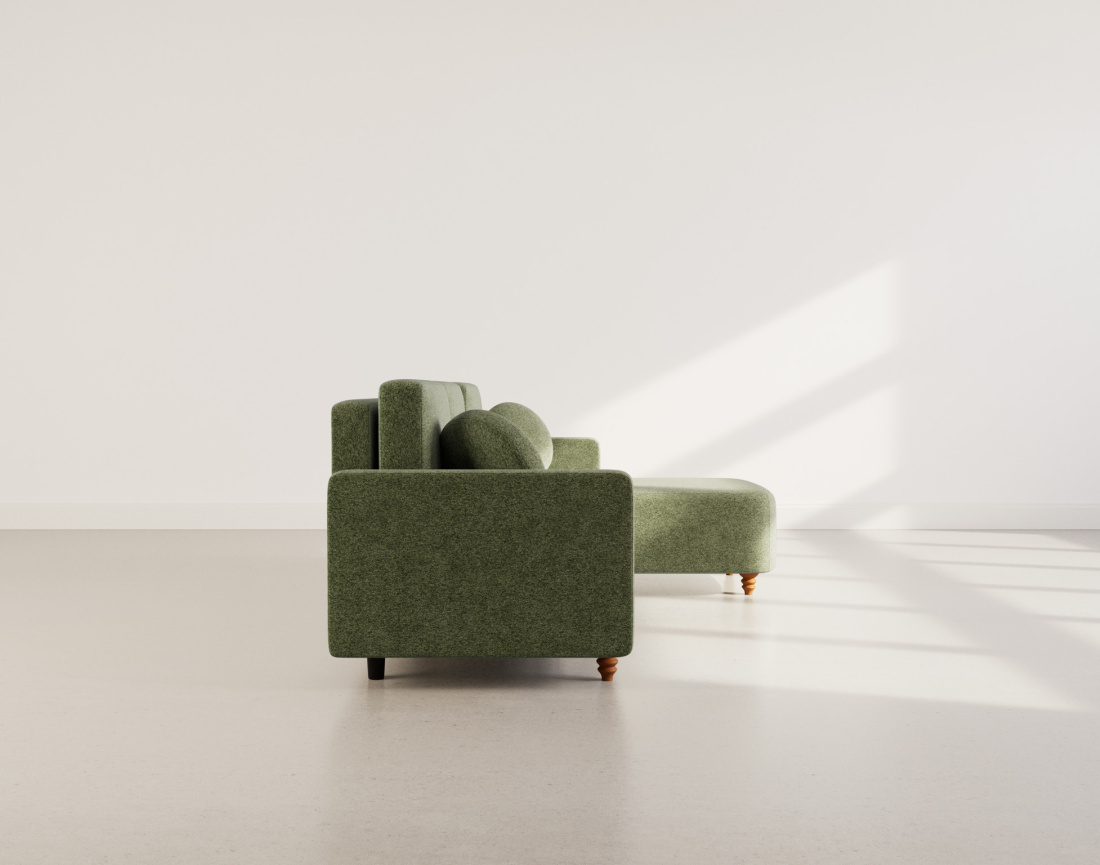 Canapé d'angle réversible 4 places convertible avec coffre en velours texturé Calypso