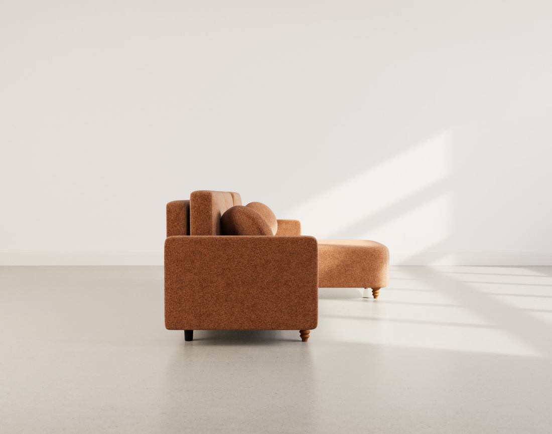 Canapé d'angle réversible 4 places convertible avec coffre en velours texturé Calypso