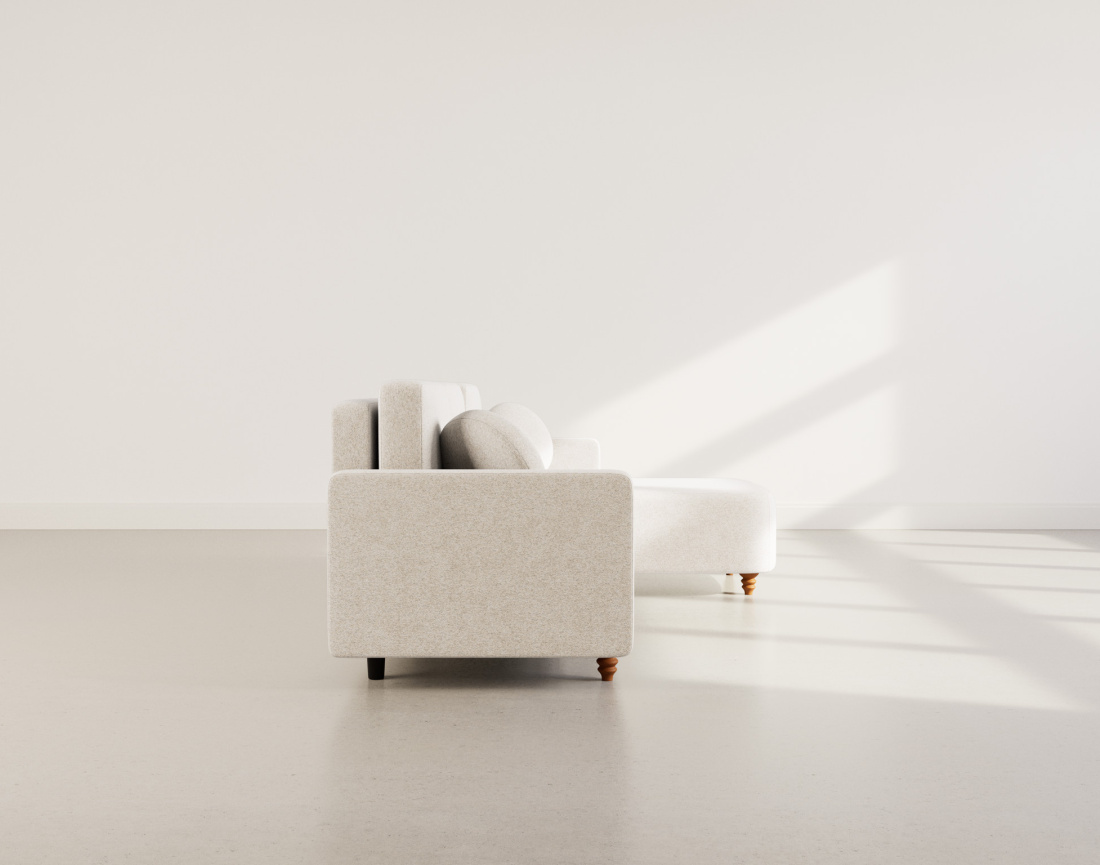 Canapé d'angle réversible 4 places convertible avec coffre en velours texturé Calypso