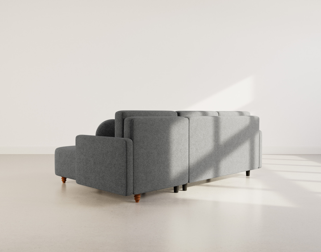 Canapé d'angle réversible 4 places convertible avec coffre en velours texturé Calypso