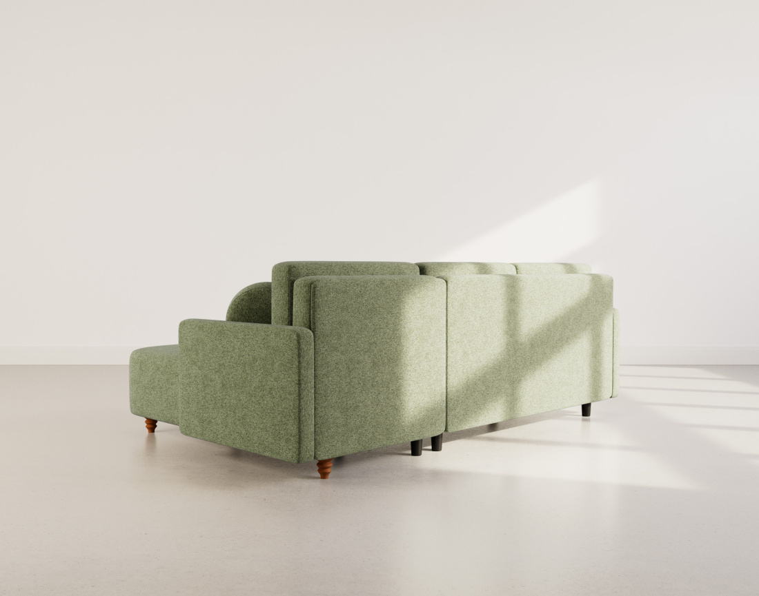 Canapé d'angle réversible 4 places convertible avec coffre en velours texturé Calypso