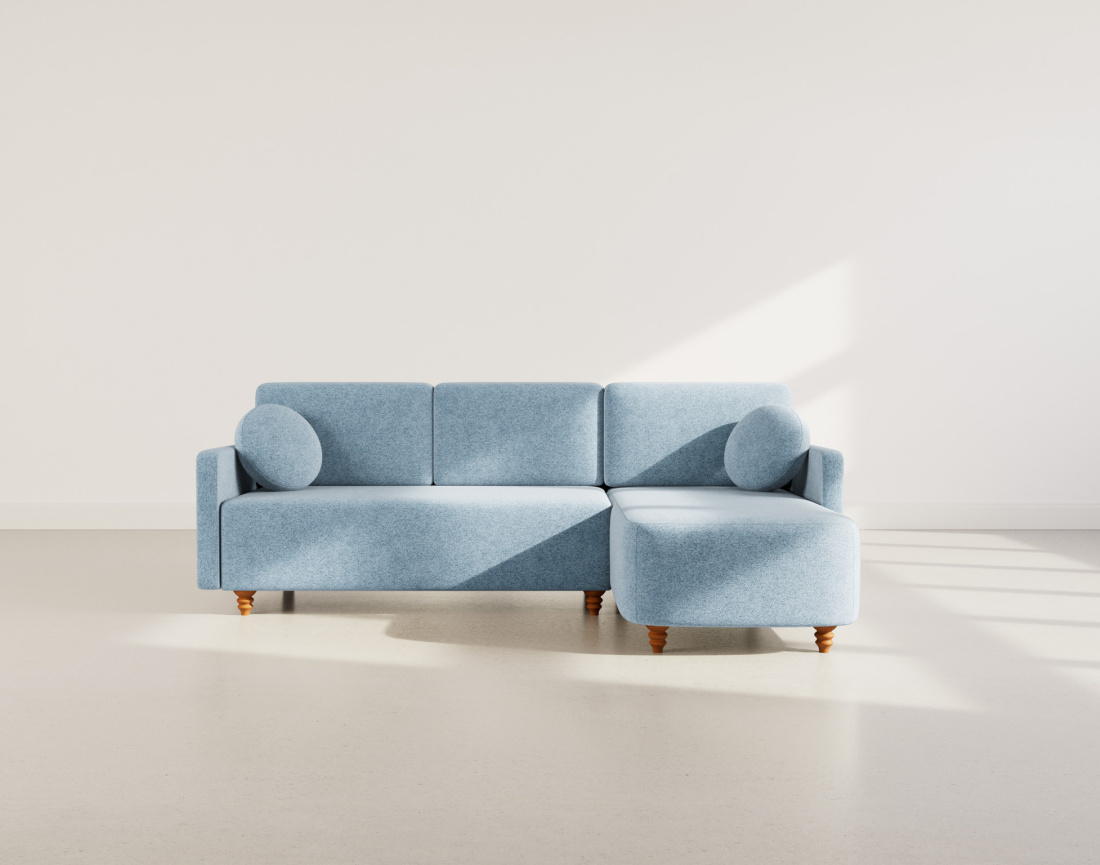 Canapé d'angle réversible 4 places convertible avec coffre en velours texturé Calypso