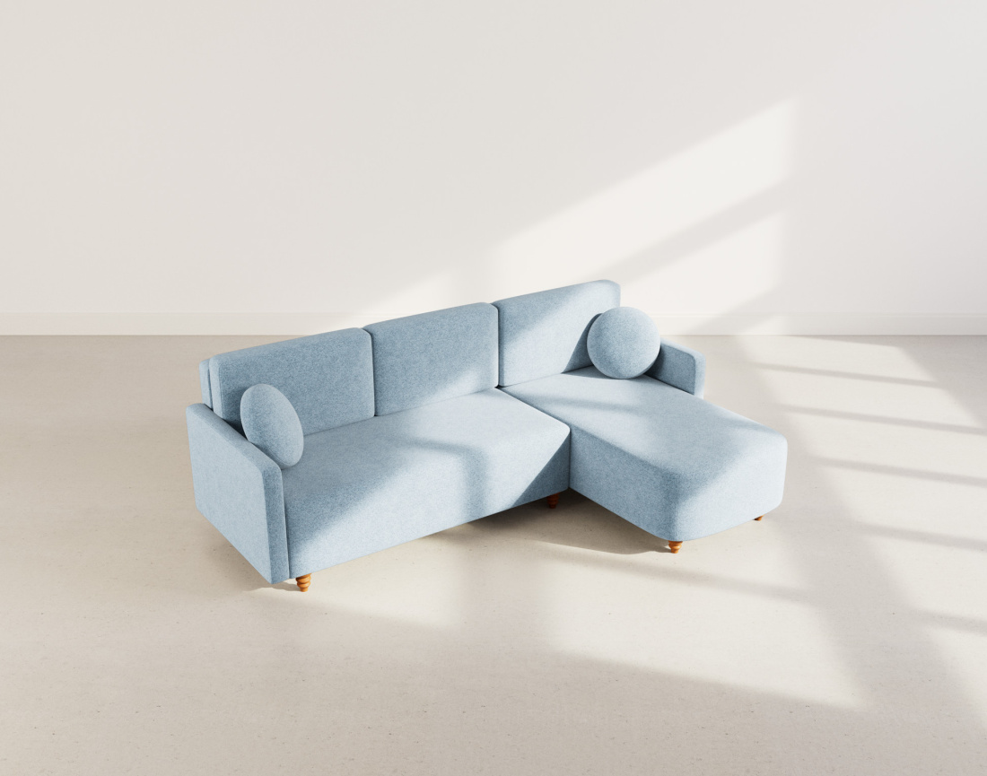 Canapé d'angle réversible 4 places convertible avec coffre en velours texturé Calypso