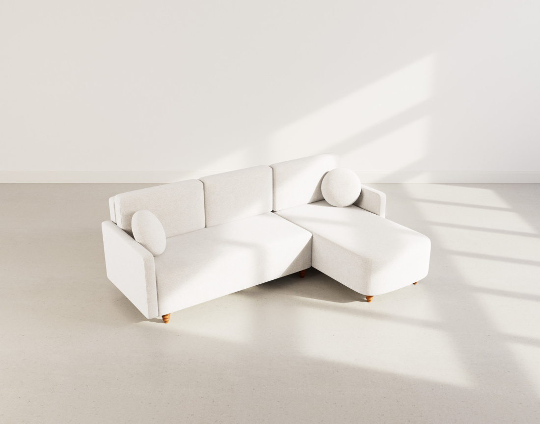 Canapé d'angle réversible 4 places convertible avec coffre en velours texturé Calypso