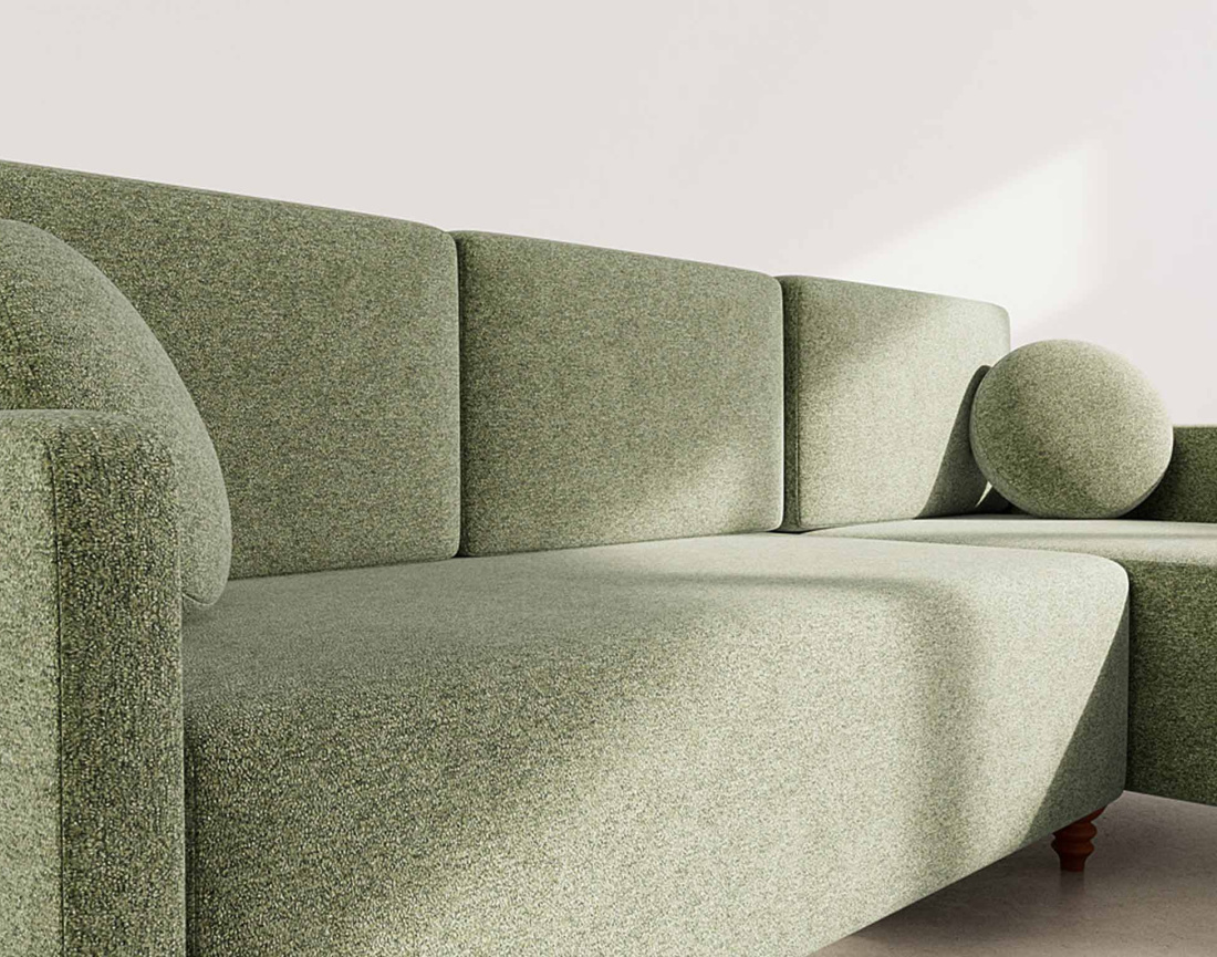 Canapé d'angle réversible 4 places convertible avec coffre en velours texturé Calypso