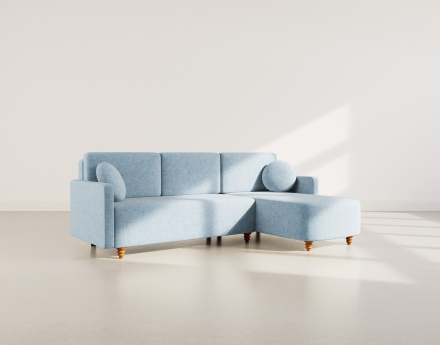 Canapé d'angle réversible 4 places convertible avec coffre en velours texturé Calypso