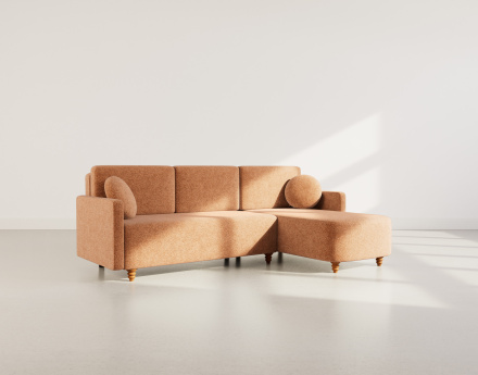 Canapé d'angle réversible 4 places convertible avec coffre en velours texturé Calypso