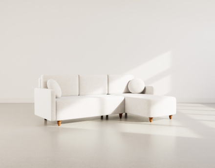 Canapé d'angle réversible 4 places convertible avec coffre en velours texturé Calypso