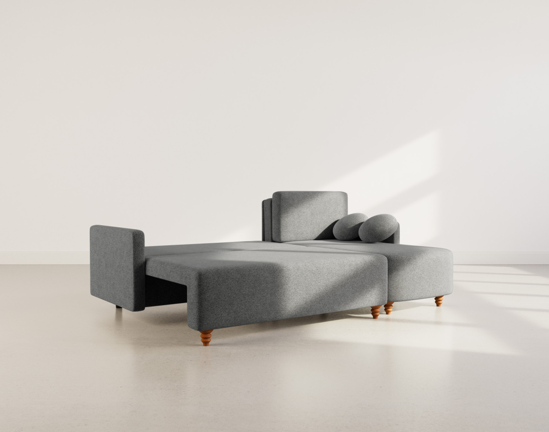 Canapé d'angle réversible 4 places convertible avec coffre en velours texturé Calypso