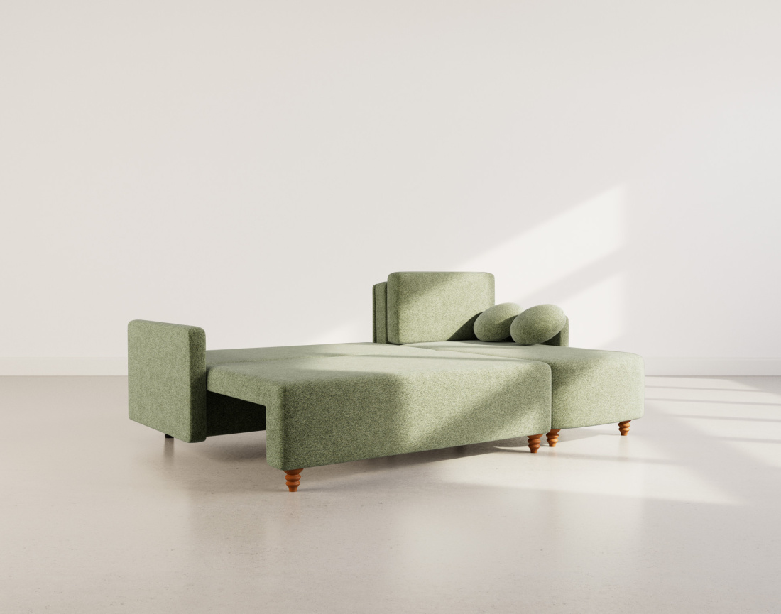 Canapé d'angle réversible 4 places convertible avec coffre en velours texturé Calypso