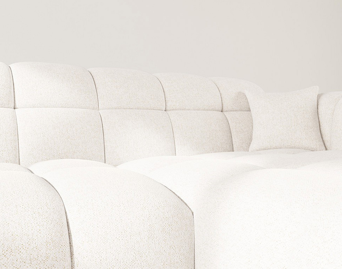 Canapé d'angle droit 4 places en tissu texturé Mini Ray