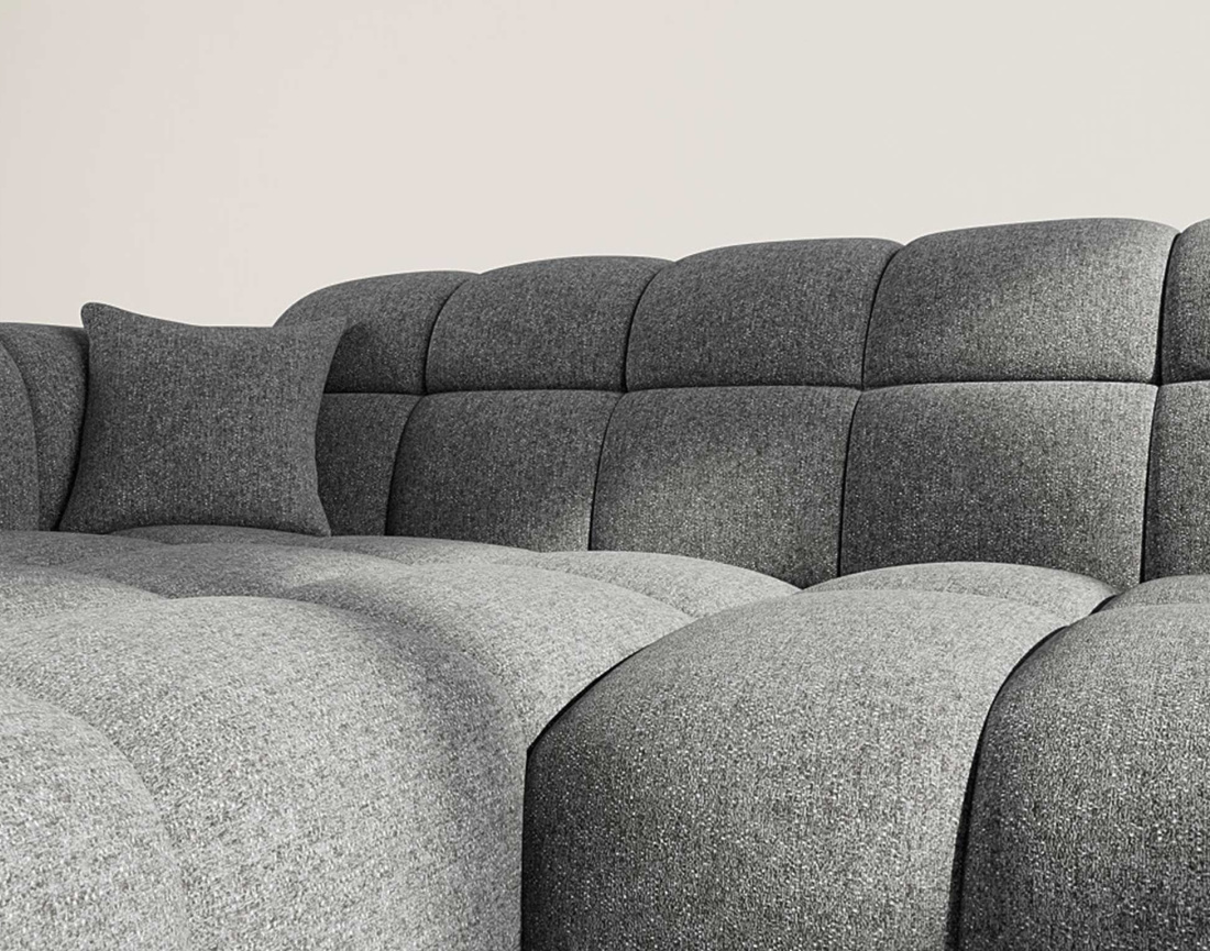 Canapé d'angle gauche 4 places en tissu texturé Mini Ray