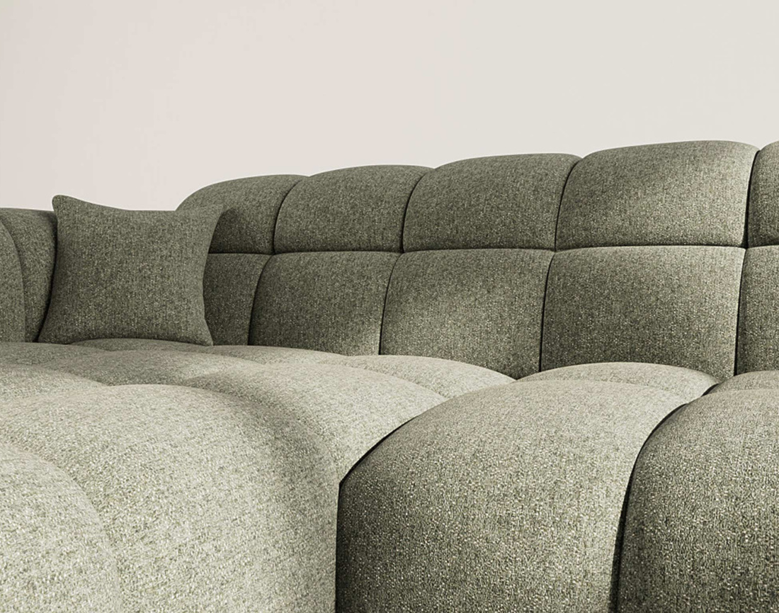 Canapé d'angle gauche 4 places en tissu texturé Mini Ray