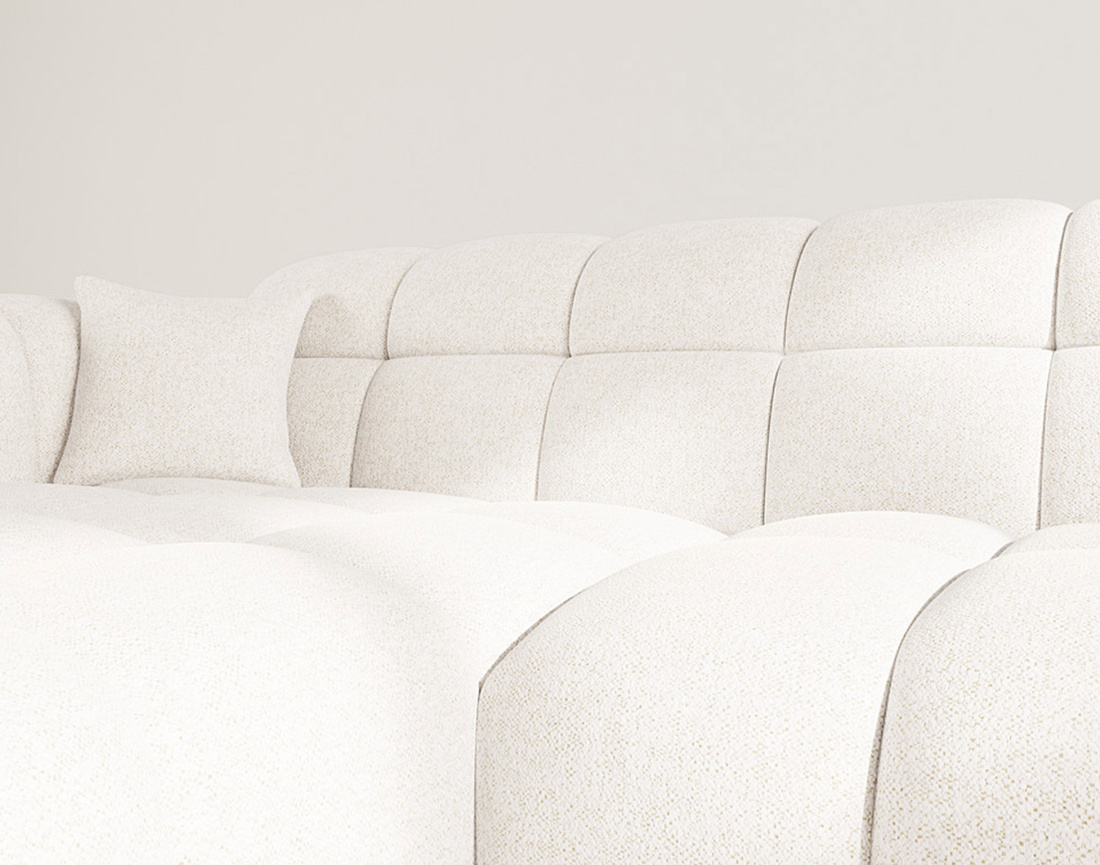 Canapé d'angle gauche 4 places en tissu texturé Mini Ray