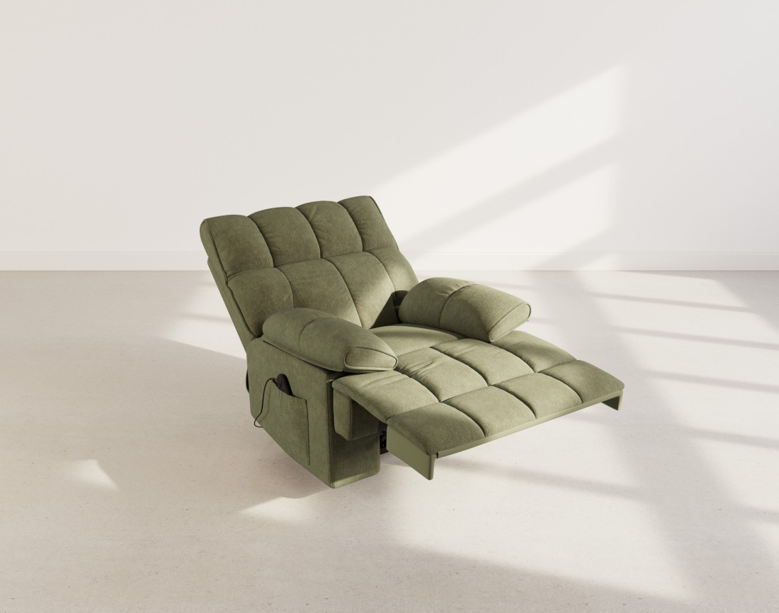 Fauteuil relax électrique en velours texturé Chandler