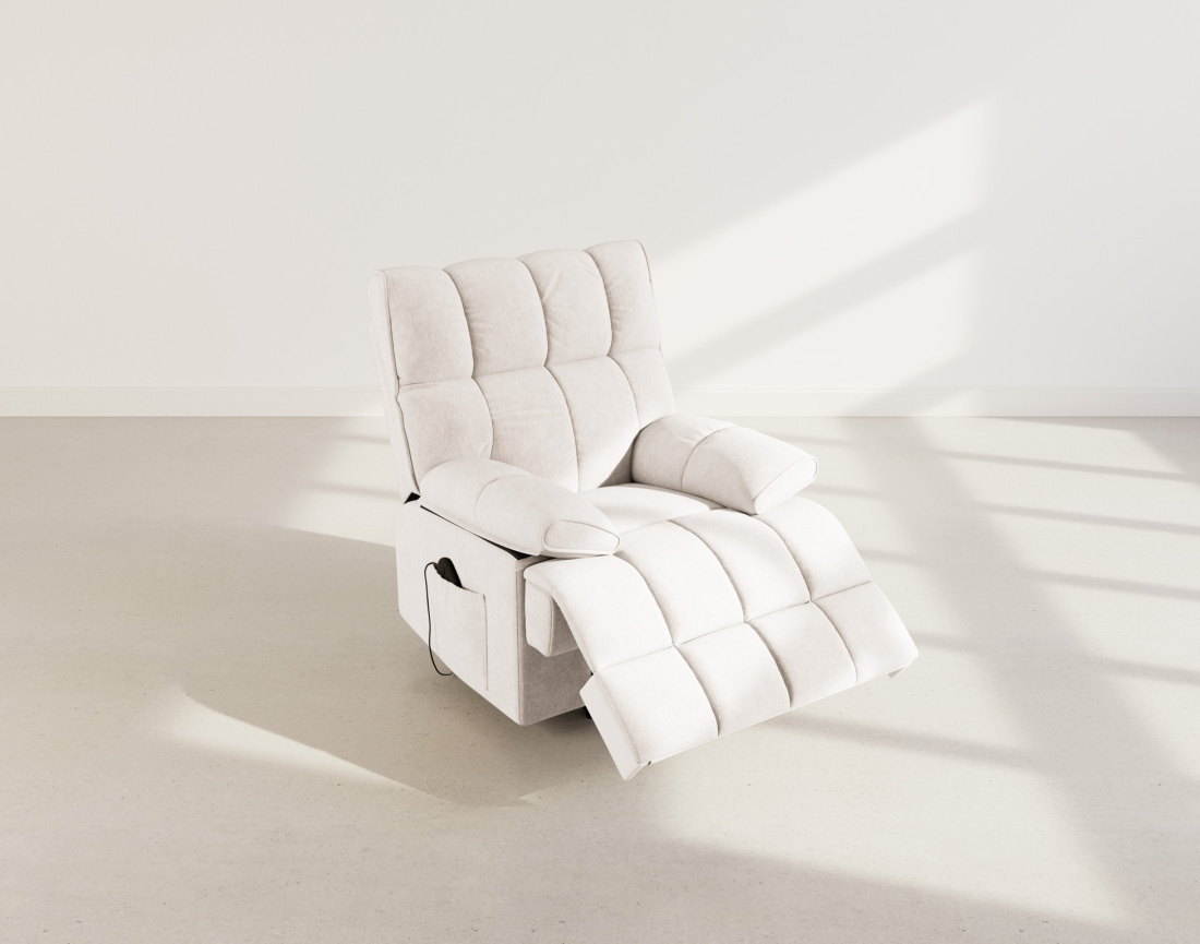 Fauteuil relax électrique en velours texturé Chandler