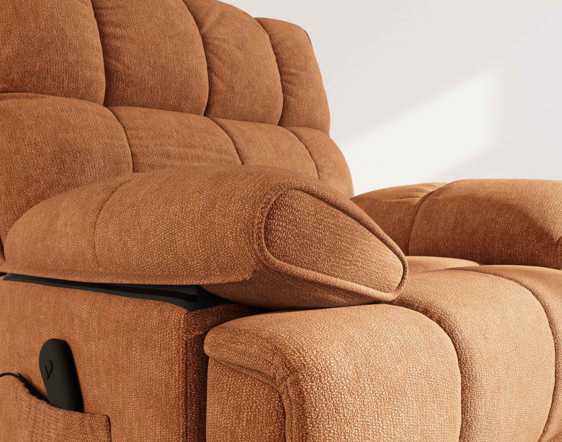 Fauteuil relax électrique en velours texturé Chandler