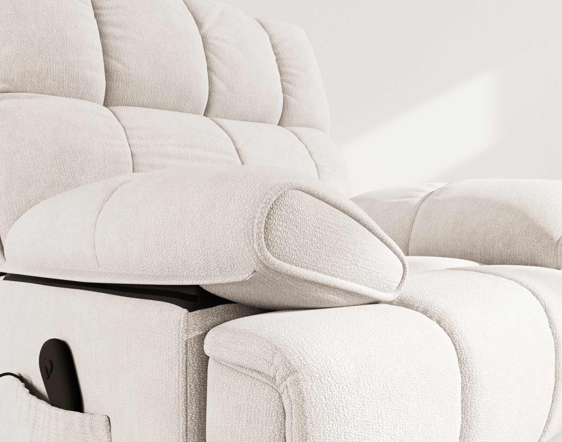 Fauteuil relax électrique en velours texturé Chandler