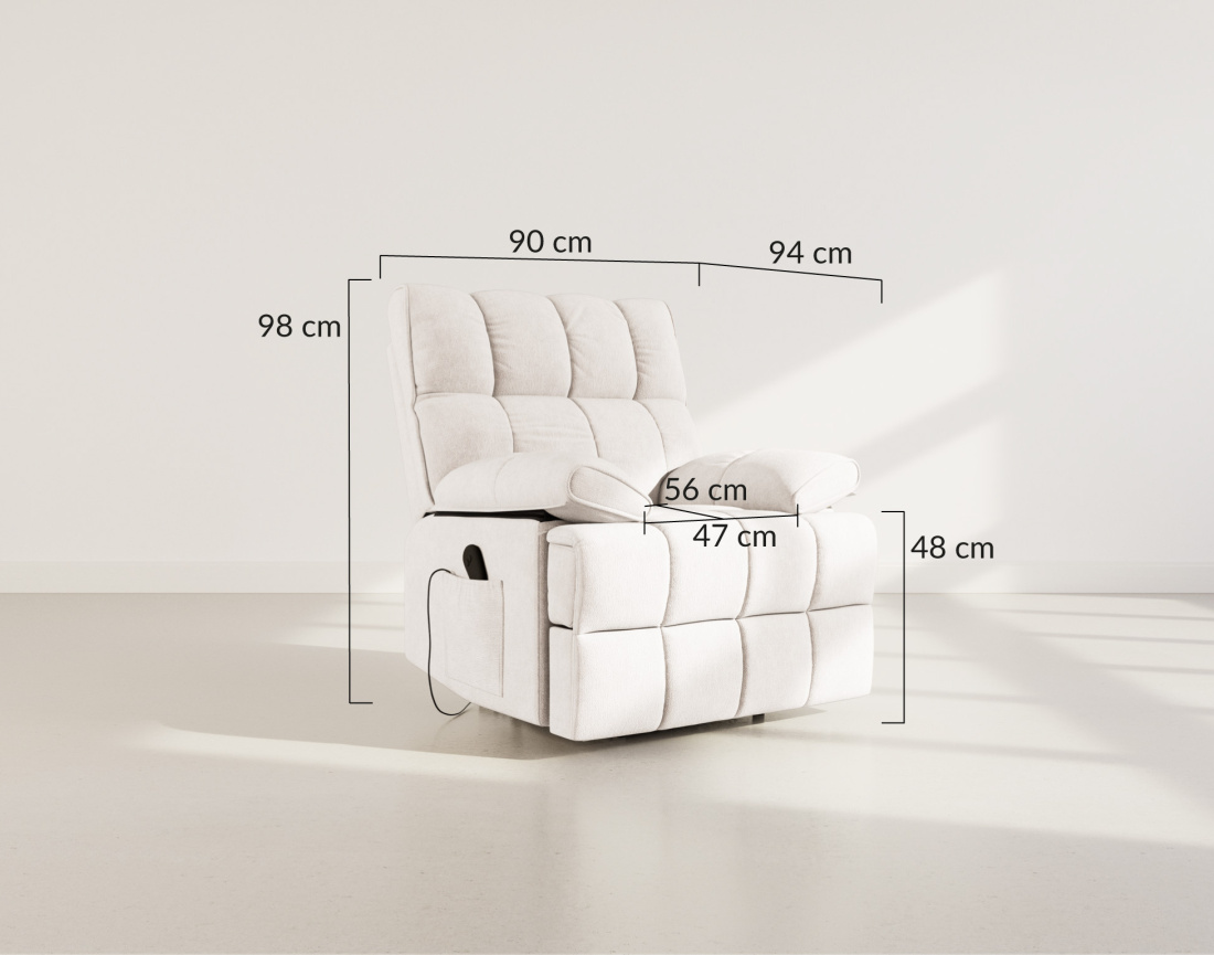 Fauteuil relax électrique en velours texturé Chandler