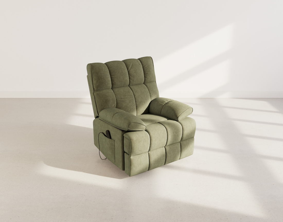 Fauteuil relax électrique en velours texturé Chandler