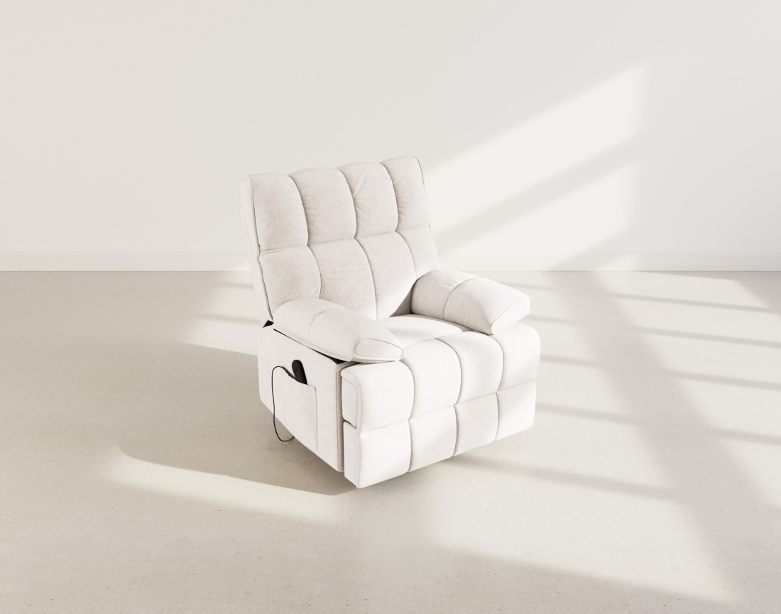 Fauteuil relax électrique en velours texturé Chandler
