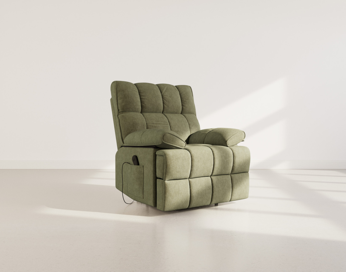Fauteuil relax électrique en velours texturé Chandler
