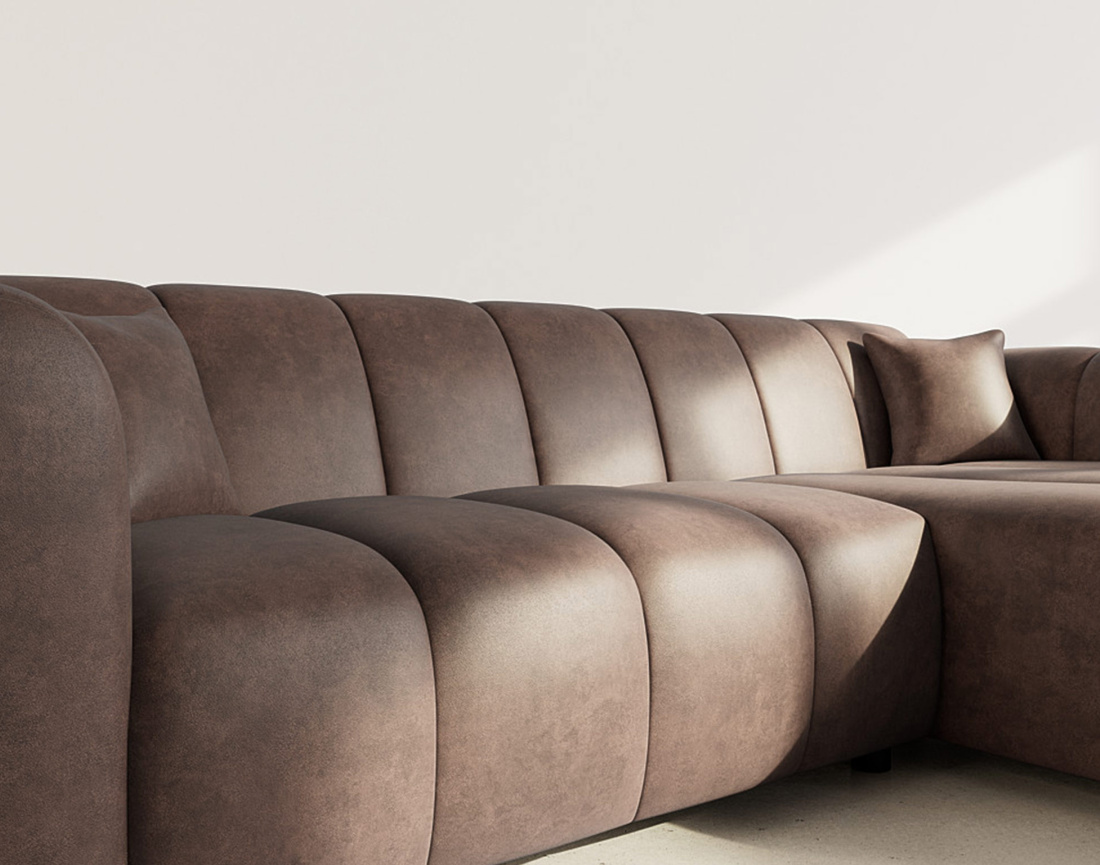 Canapé d'angle droit 4 places en simili Curtis