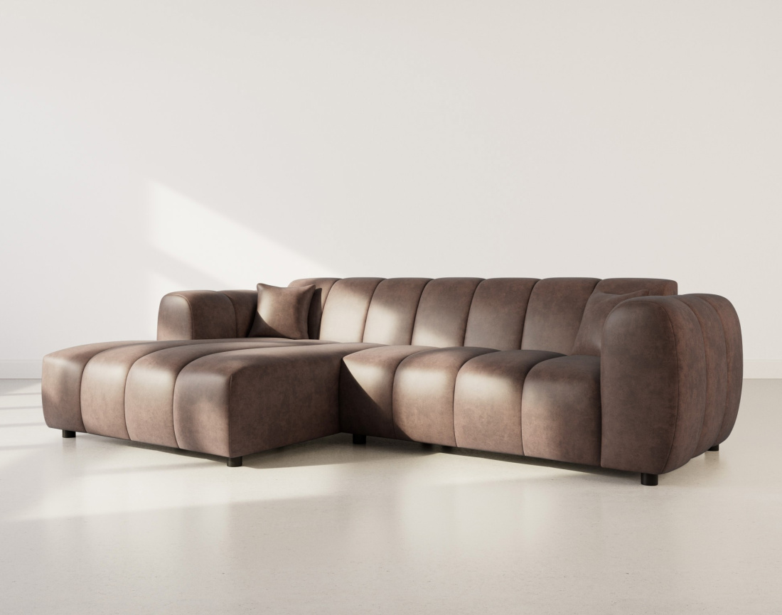 Canapé d'angle gauche 4 places en simili Curtis