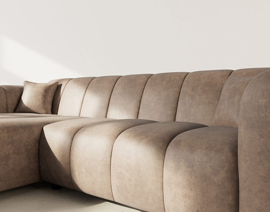 Canapé d'angle gauche 4 places en simili Curtis