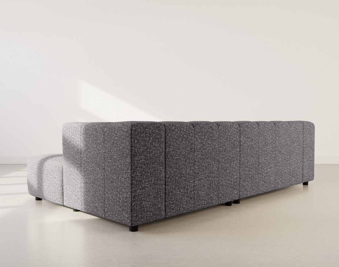 Canapé d'angle droit 4 places avec accoudoir en tissu texturé Curtis