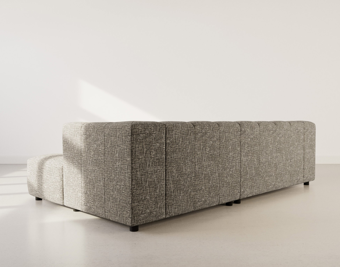 Canapé d'angle droit 4 places avec accoudoir en tissu texturé Curtis