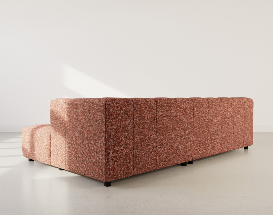 Canapé d'angle droit 4 places avec accoudoir en tissu texturé Curtis